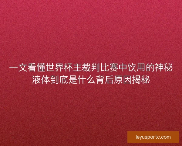 一文看懂世界杯主裁判比赛中饮用的神秘液体到底是什么背后原因揭秘 一文看懂世界杯主裁判比赛中饮用的神秘液体到底是什么背后原因揭秘